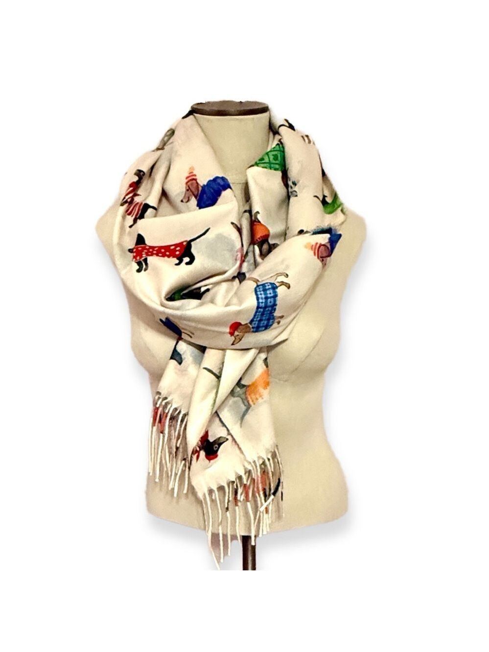 Dachshund Print Scarf Cashmere Feel Multiple Colors NWT